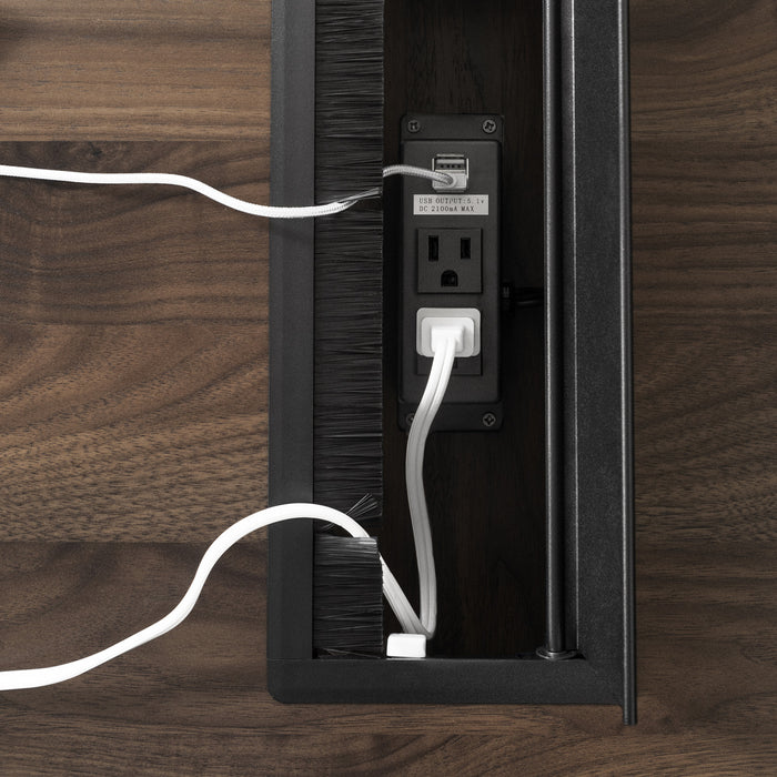 Helsy Bureau en L avec barre d'alimentation et huche amovible Noyer naturel, de Meubles South Shore