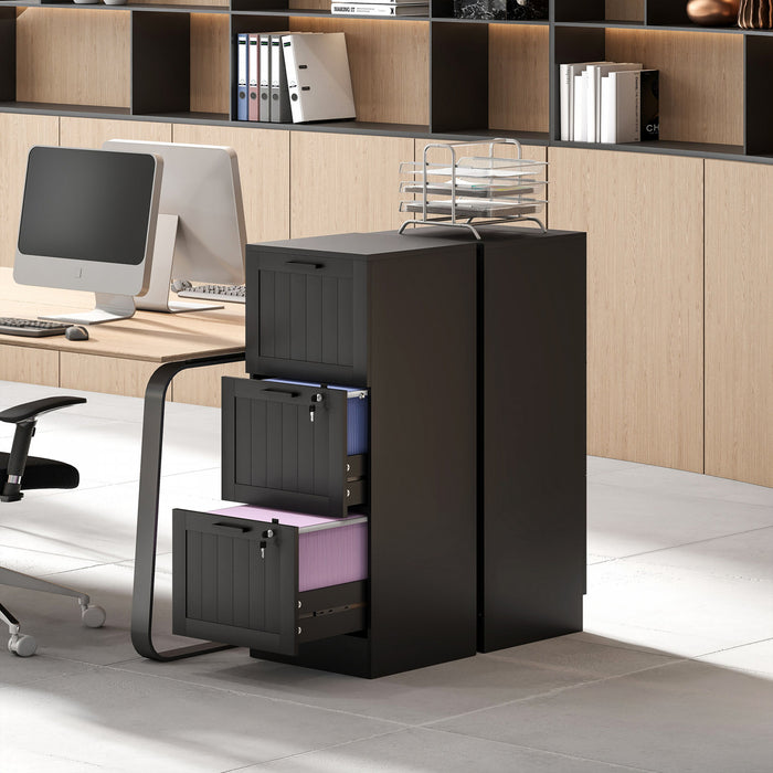HOMCOM Classeur a 3 tiroirs avec serrure pour lettre A4, Noir