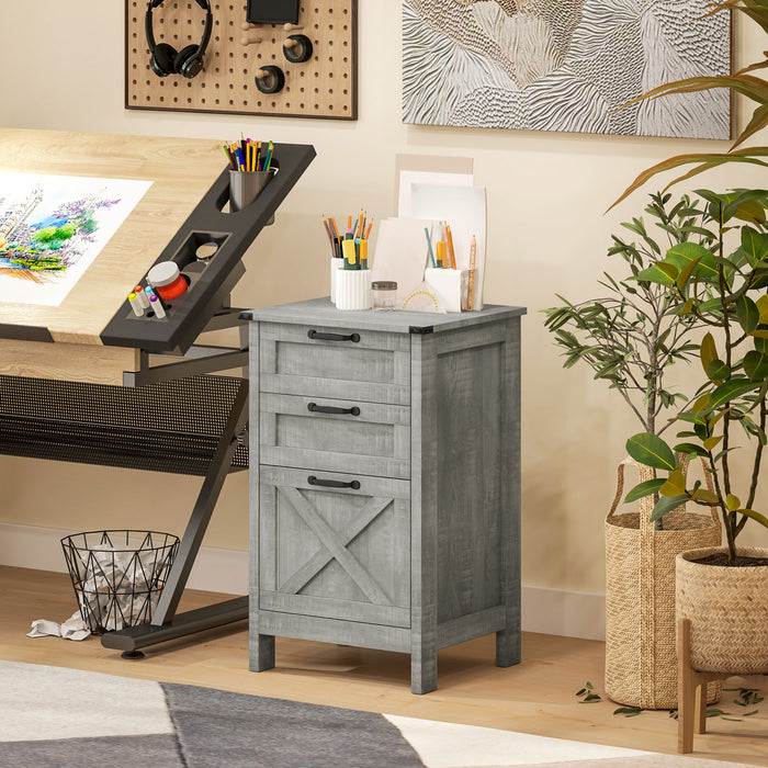 HOMCOM Classeur a 3 tiroirs pour format lettre A4, gris pierre