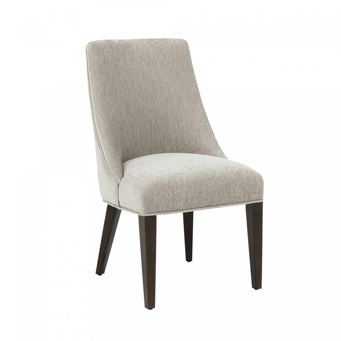 Chaise de salle a manger moderne en bois avec chenille Beever, taupe - Lot de 4