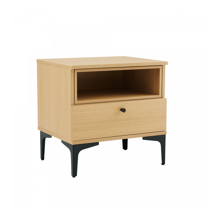 Table de nuit moderne Amara 20\" en chene clair (1 tiroir)