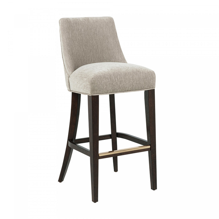 Tabouret de bar moderne Beever en bois et tissu chenille taupe - Lot de 2