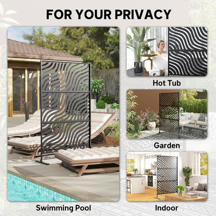 Ecran de confidentialite exterieur Outsunny, separateur exterieur freestanding, noir
