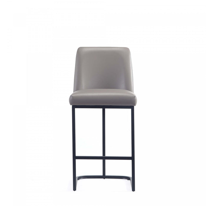 Tabouret de comptoir moderne en metal et tissu Serena, taupe - Lot de 3
