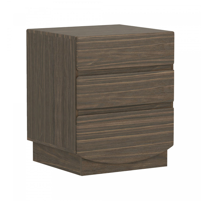 Table de nuit contemporaine Ardea 20\" en noyer (3 tiroirs)