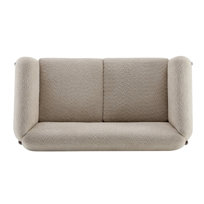 Lillian Canape deux places moderne en bois massif avec revetement en boucle, assise confortable, amande