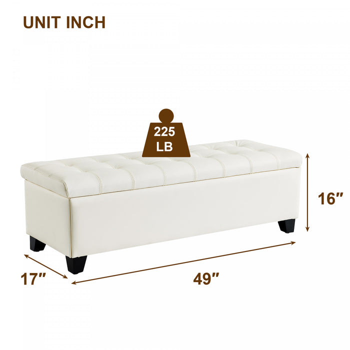 Sophia Banc Ottoman de Rangement de 48\" avec Pieds, Banc de Pied de Lit, Beige