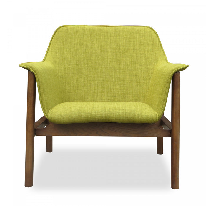 Fauteuil d’appoint Miller style milieu du siecle en tissu lin vert – Lot de 2