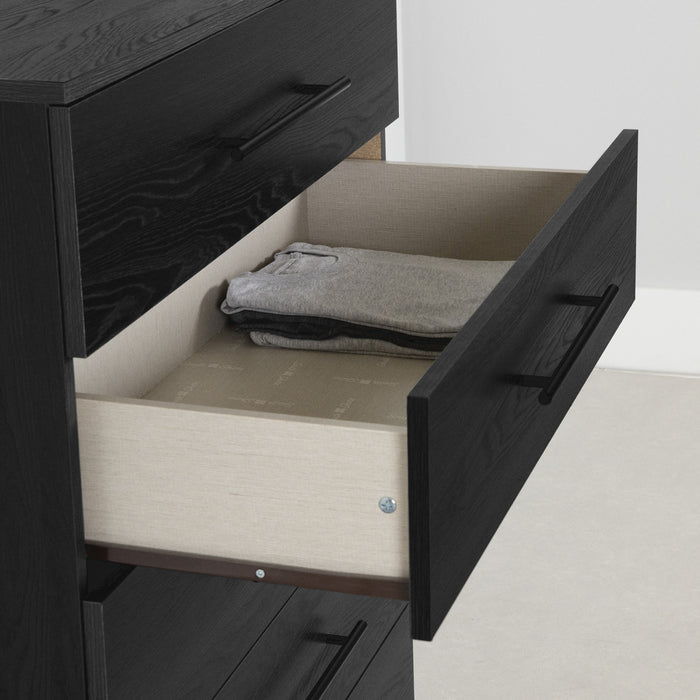 Commode verticale Primo à 5 tiroirs - chêne noir