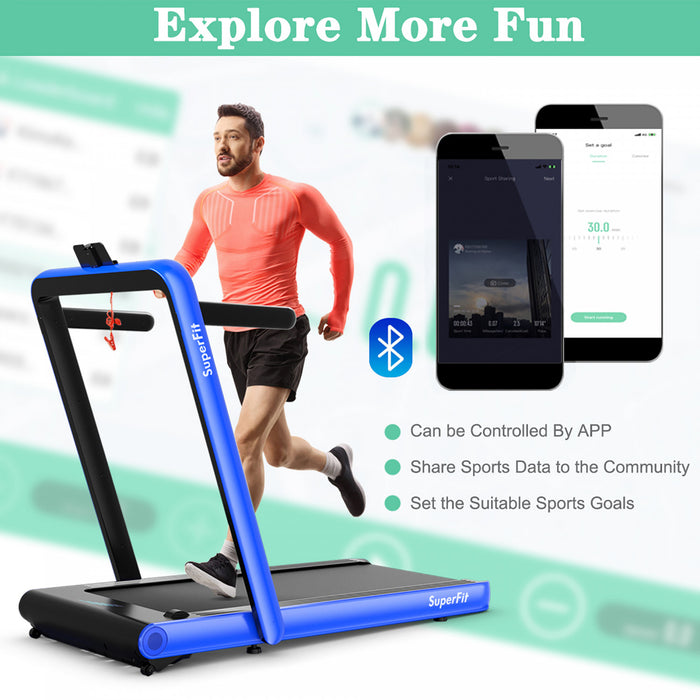 Tapis De Course Pliant 2 En 1 16km/h Superfit – Avec Bluetooth Et Controle Via App
