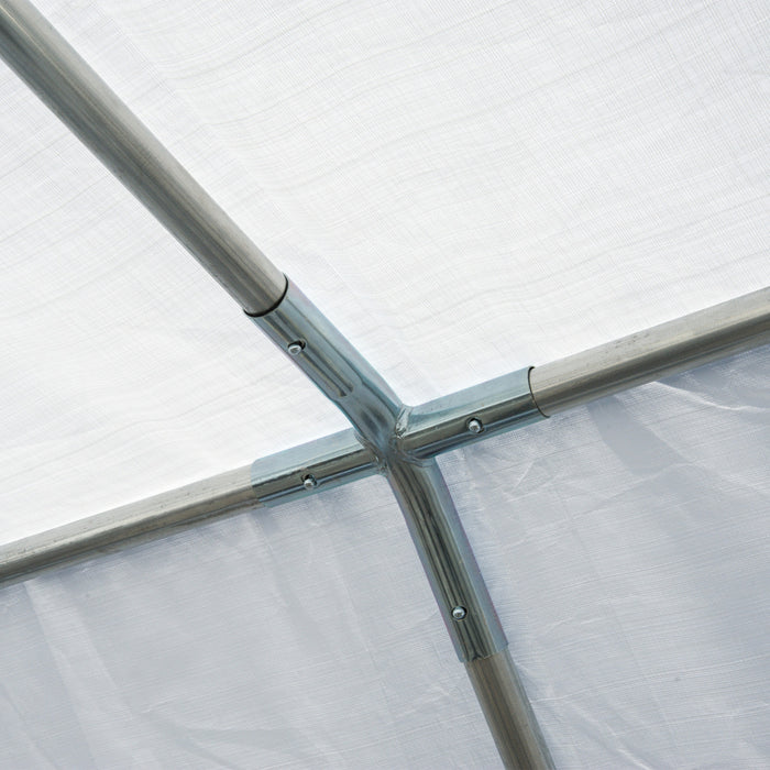 Outsunny 13'x26' Abri D'auto Exterieur Robuste, Tente D'evenement De Fete Patio Gazebo Canopee Avec 4 Parois Laterales, Blanc