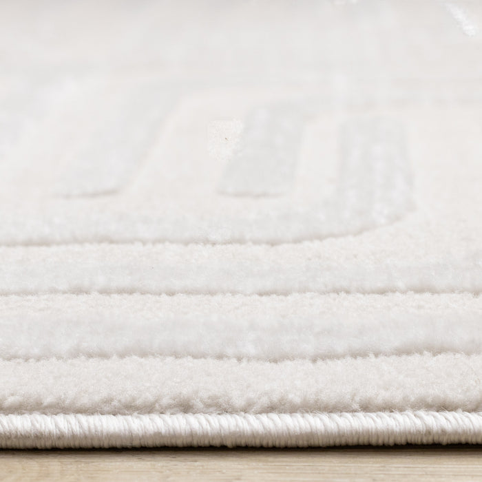 Tapis a motifs de treillis orientaux creme beige Leonardo, 5'3\" x 7'7\"