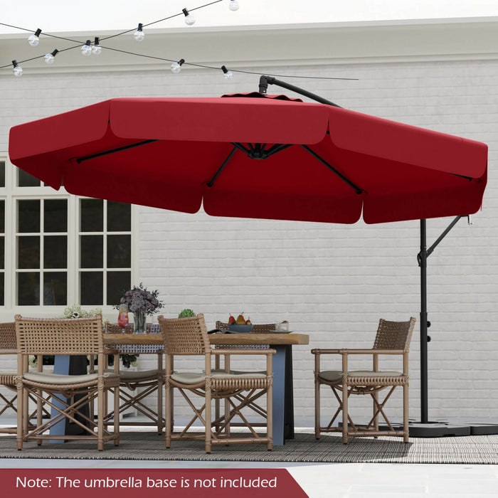 Costway Parasol suspendu deporte de 10 pieds, parasol cantilever de patio avec housse rouge