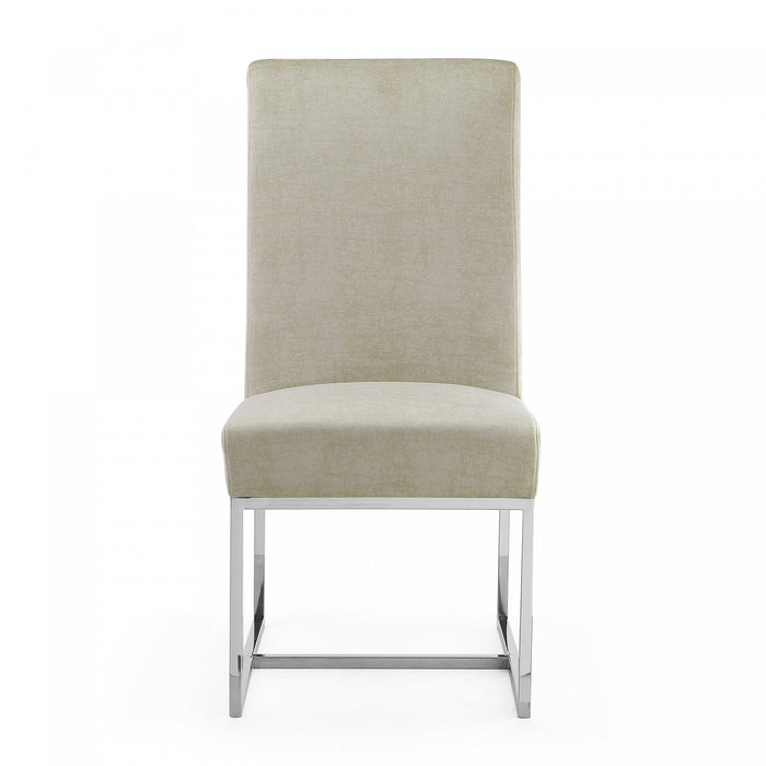 Chaise de salle a manger moderne en velours et metal Element, coloris champagne - Lot de 2