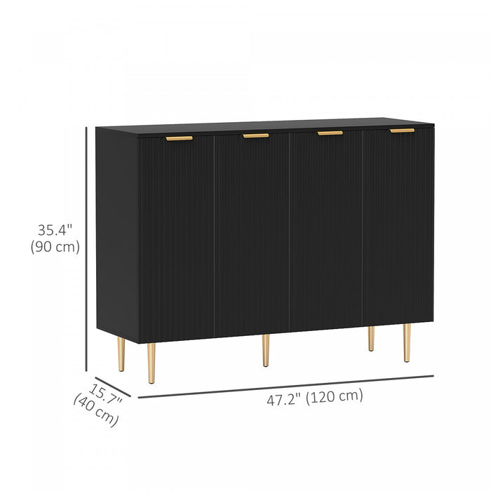 HOMCOM Buffet avec etageres reglables, Noir