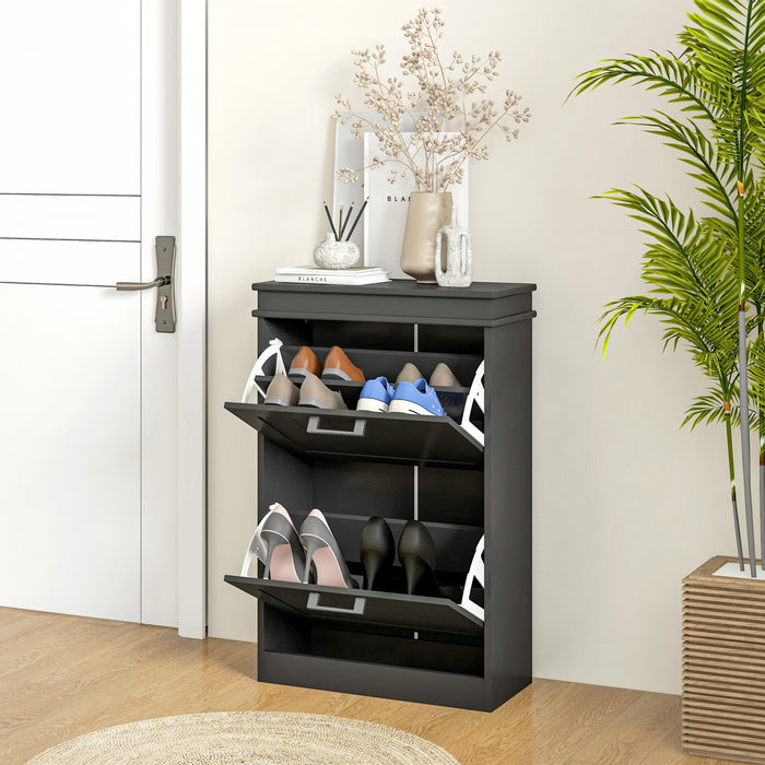 HOMCOM Armoire a chaussures etroite pour entree avec tiroirs rabattables et etagere reglable