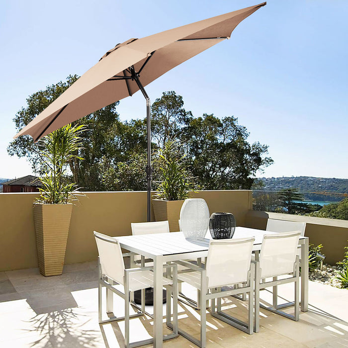 Costway Parasol de Patio 9FT Marche d'Exterieur en Acier Incline avec Manivelle Ombre Solaire Cour Jardin