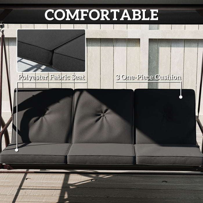 Outsunny Balancelle de Jardin 3 Places avec Auvent, Convertible en Lit Suspendu