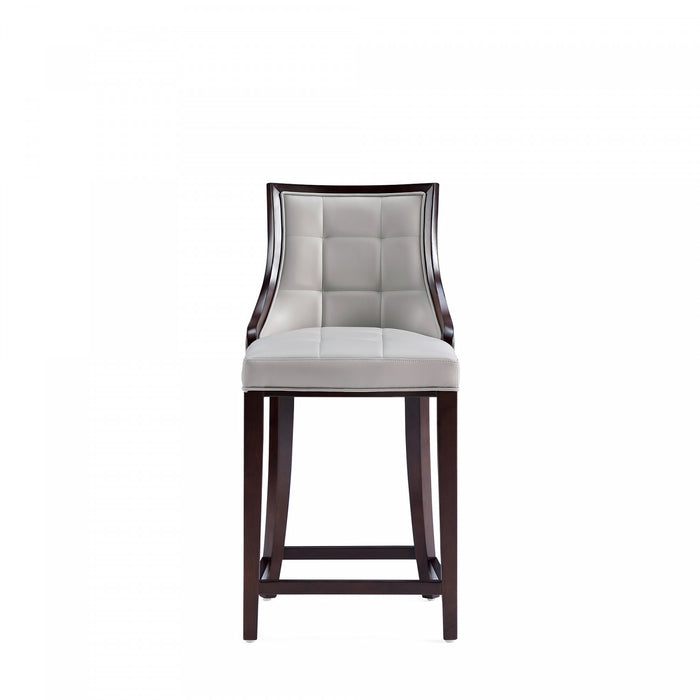 Tabouret de comptoir traditionnel en bois Fifth Avenue avec assise rembourree, gris clair - Lot de 2