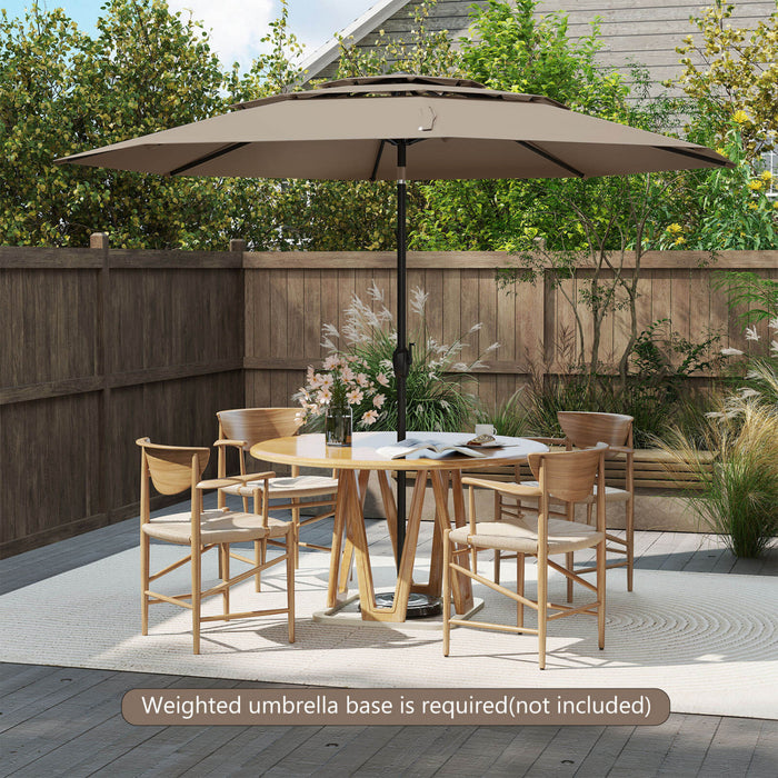 Costway Parasol de patio ventile a 3 niveaux de 10 pieds, grand parasol de table de marche, ombre solaire exterieure marron