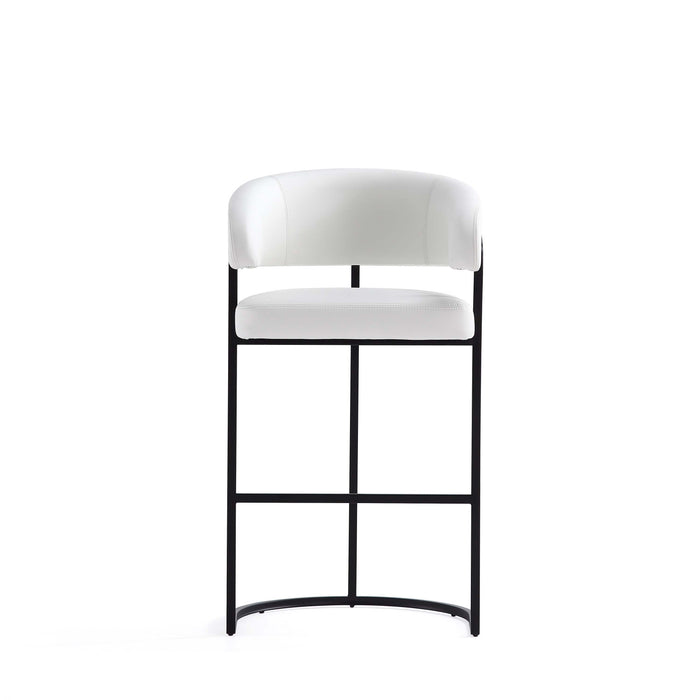 Tabouret de bar moderne Augusta en metal et tissu, coloris blanc