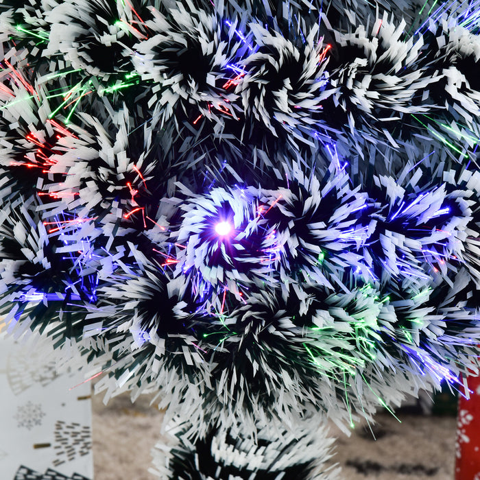Homcom Arbre De Noel Artificiel En Fibre Optique Pre-illumine De 0.9 M Avec 12 Lumieres Led Et 90 Branches
