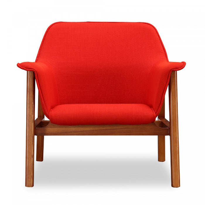 Fauteuil d’appoint Miller style milieu du siecle en tissu lin orange brule – Lot de 2