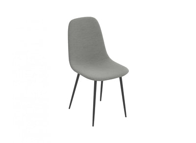Dining Chair With Grey Fabric Seat And Sturdy Black Metal Base | Chaise de salle à manger avec siège en tissu gris et base robuste en métal noir