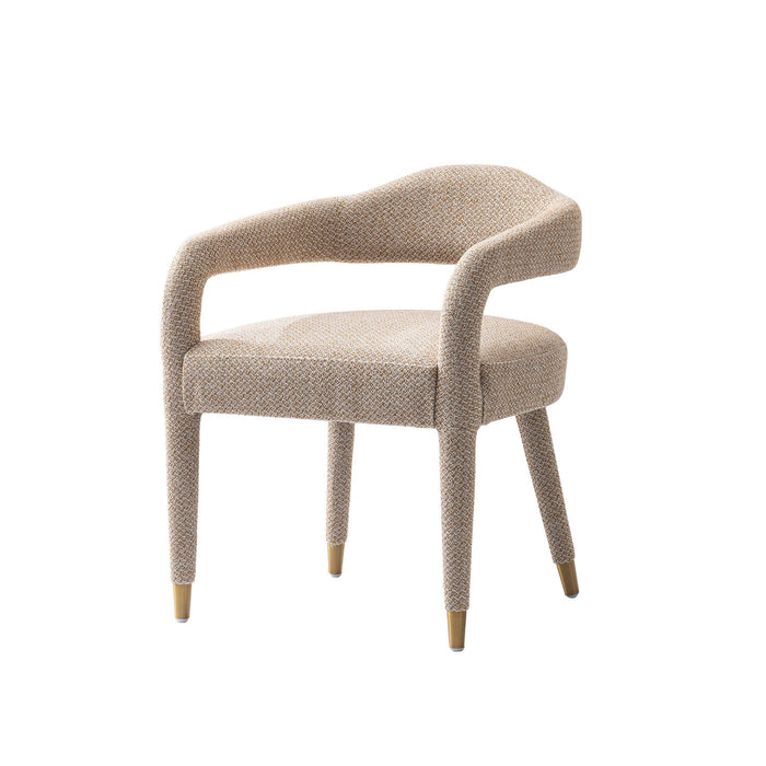 Fauteuil Aspen style milieu du siecle moderne en tweed dore - Lot de 2