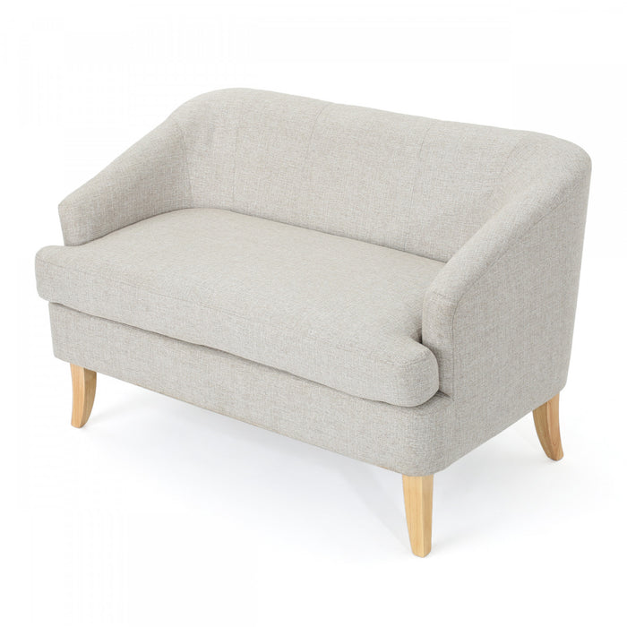 Causeuse Zona En Tissu aspect lin Avec Pattes Évasées En Bois - Beige