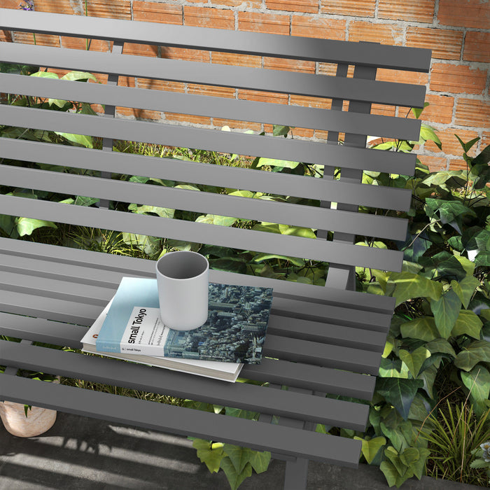 Outsunny Banc de Jardin 48.5\", Banc Leger en Aluminium pour Terrasse, Gris