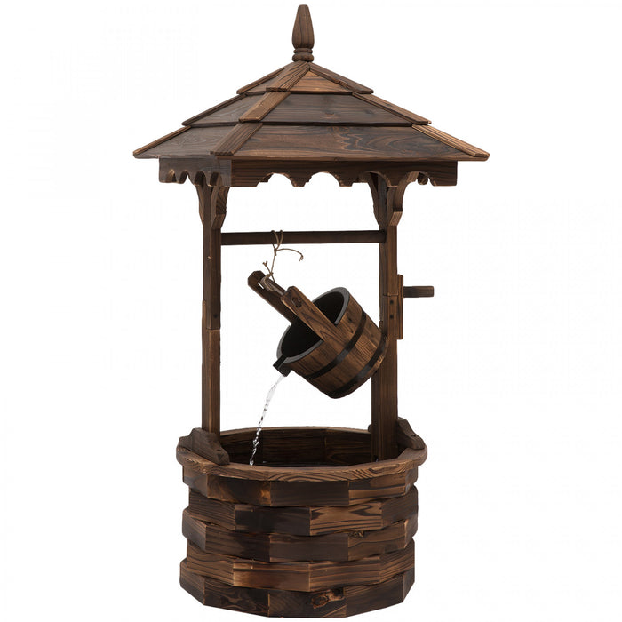 Fontaine De Cascade De Tonneau Exterieur Bois Rustique Avec Pompe Decor De Jardin