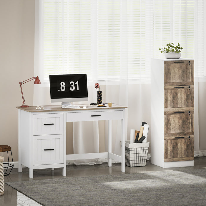 HOMCOM Classeur 4 tiroirs avec serrure, format A4, blanc
