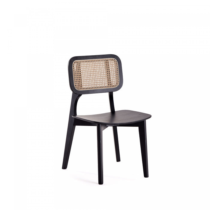 Chaise de salle a manger en bois style industriel Versailles en noir et naturel - Lot de 4