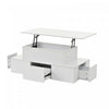 Daniel Lift-Top Coffee Table with LED Lighting and 4 Drawers,White | Daniel table basse relevable – table basse avec eclairage LED et 4 tiroirs, blanc