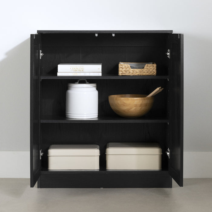  Armoire décorative Arum à 2 portes avec tablettes - chêne noir