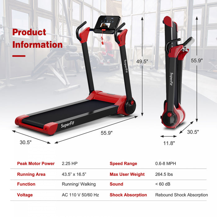 Tapis De Course Pliable 2,25cv Superfit Avec Haut-parleur Bluetooth