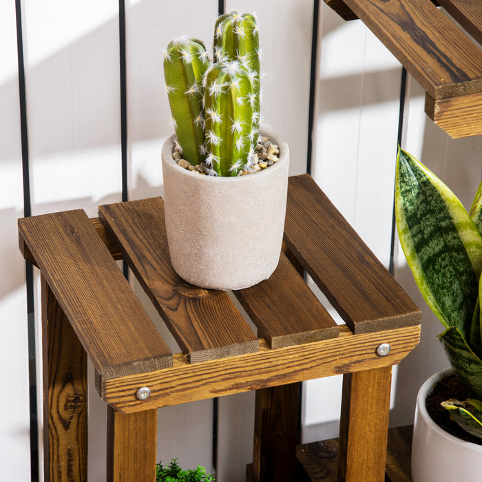 Outsunny Support Pour Plantes En Bois A 6 Niveaux Pour Plantes, Support Pour Pots De Fleurs Multiples Pour Salon, Coin Patio, Balcon