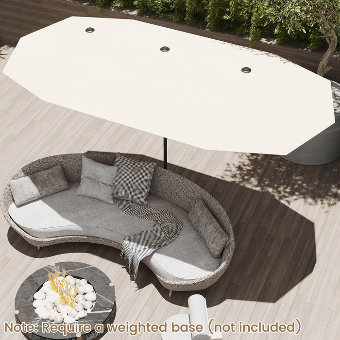 Costway Grand parasol de patio de 13 pieds, parasol de table double face pour jardin beige