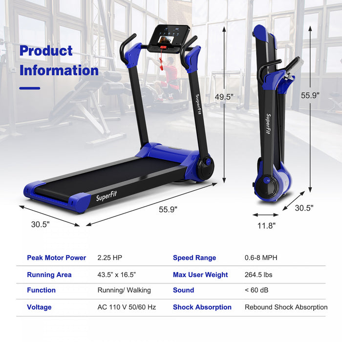 Tapis De Course Pliable 2,25cv Superfit Avec Haut-parleur Bluetooth