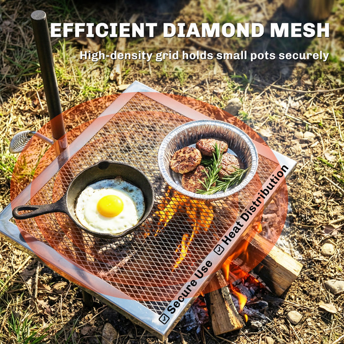 Grill Pivotant Outsunny pour Feu de Camp, Grille de Cuisson Ajustable a 360°
