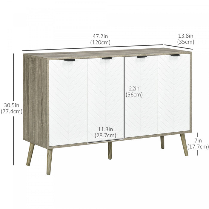 HOMCOM Armoire de rangement buffet armoire d'appoint etageres reglables