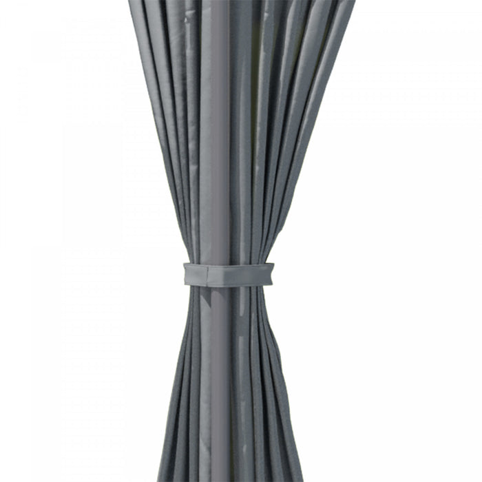 Outsunny 10x13ft Tonnelle De Jardin A Deux Niveaux Avec Rideau Abri D'exterieur Auvent D'arriere-cour Gris