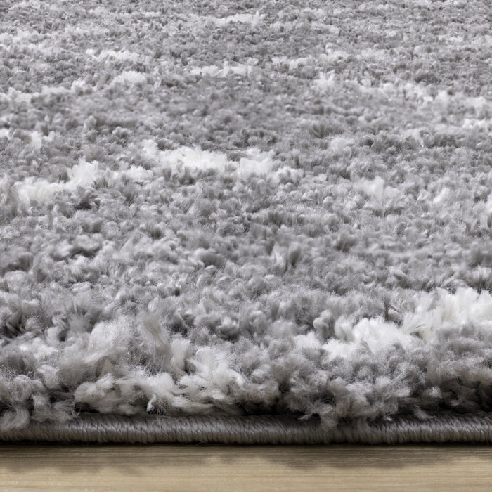 Tapis Taylor a poils longs diamants rustiques creme gris, 7'10\" x 10'6\"