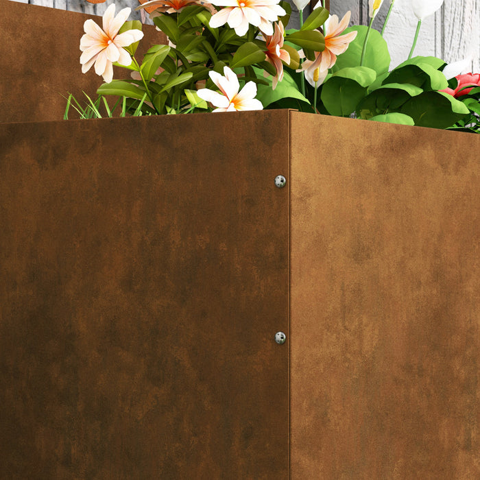 Outsunny Lit de jardin sureleve avec ecran de confidentialite mural, marron
