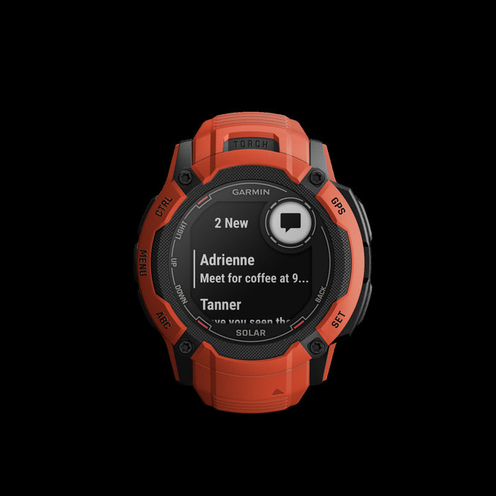 Montre Connectee Garmin Instinct® 2x Solar Gps - Suivi De La Sante Et De La Condition Physique Avec Gnss Multi-bande - Rouge Flamme