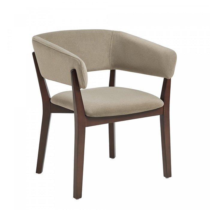 Fauteuil Blake moderne en faux mohair avec accoudoirs en bois, lin – Lot de 4