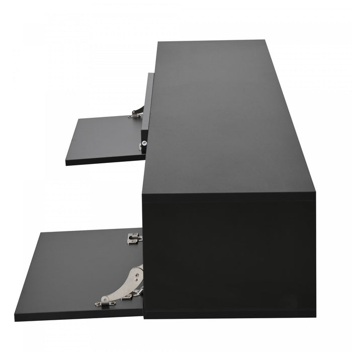 Evan meuble TV mural flottant – meuble avec eclairage LED et portes de rangement, noir