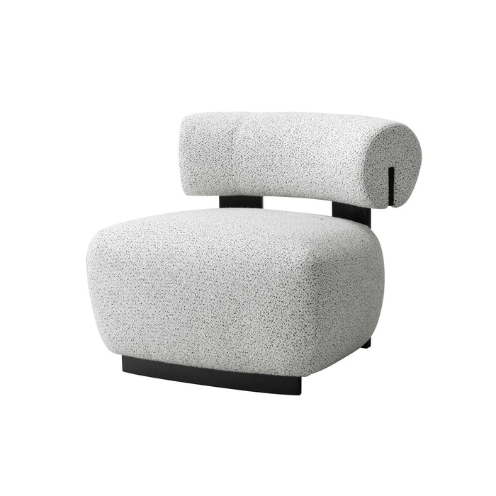 Fauteuil lounge rembourre Bartow style milieu du siecle en ivoire multicolore