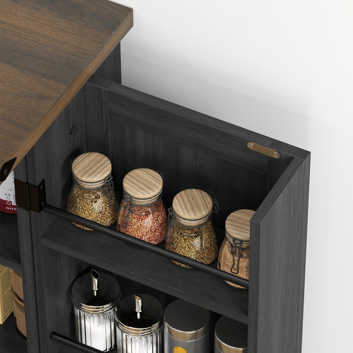 HOMCOM Armoire de cuisine avec etageres reglables, noir